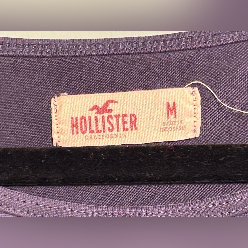 Hollister Cold Shoulder Long Sleeve Top Medium Navy Blue Cutout Lightweight - Picture 7 of 11